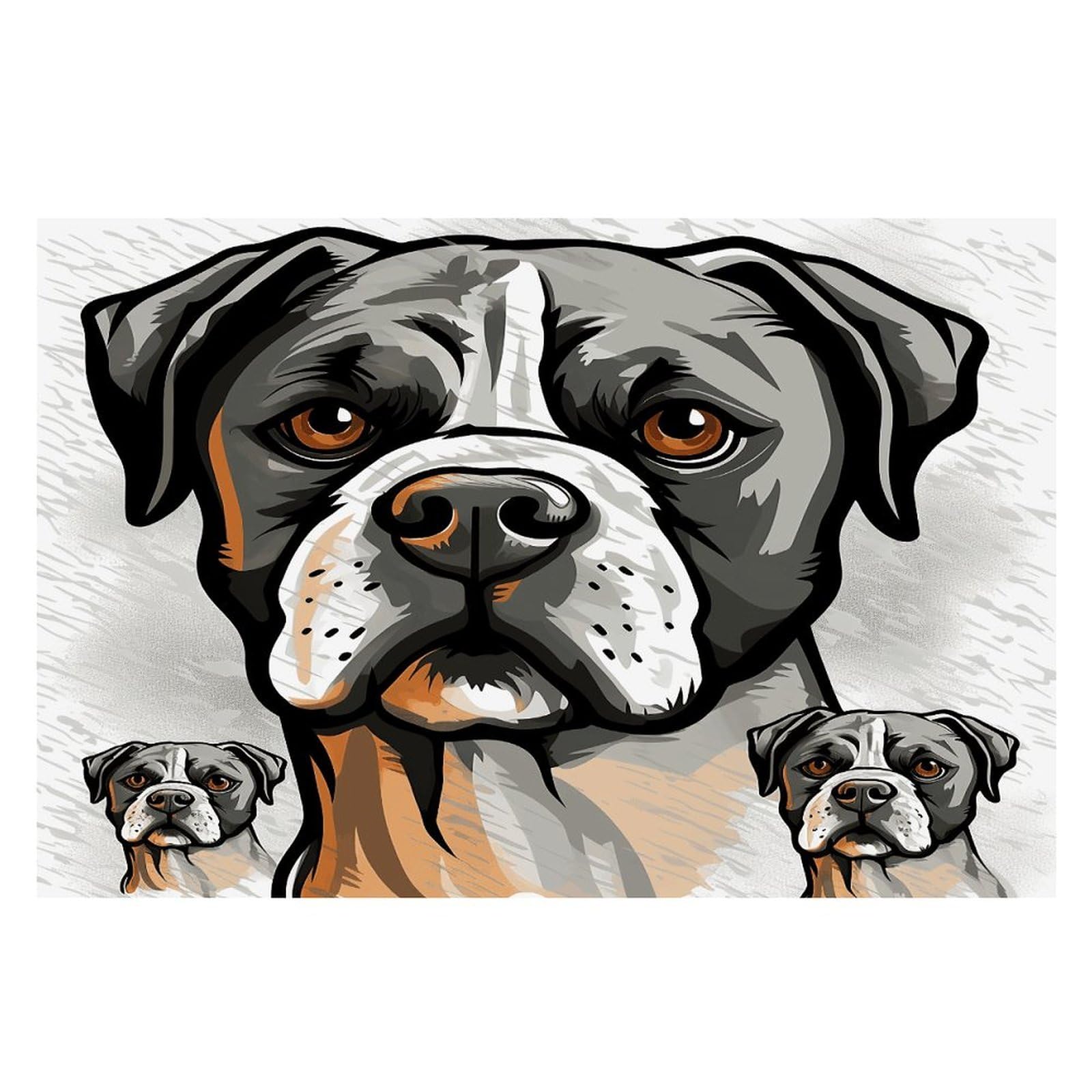 American Bulldog Head Placemats Non-Slip Heat Resistant Table Mats Flax Washable Cloth Place Mats Easy to Clean Premium Placemat for Kitchen Dining Table Decor Party Outdoor