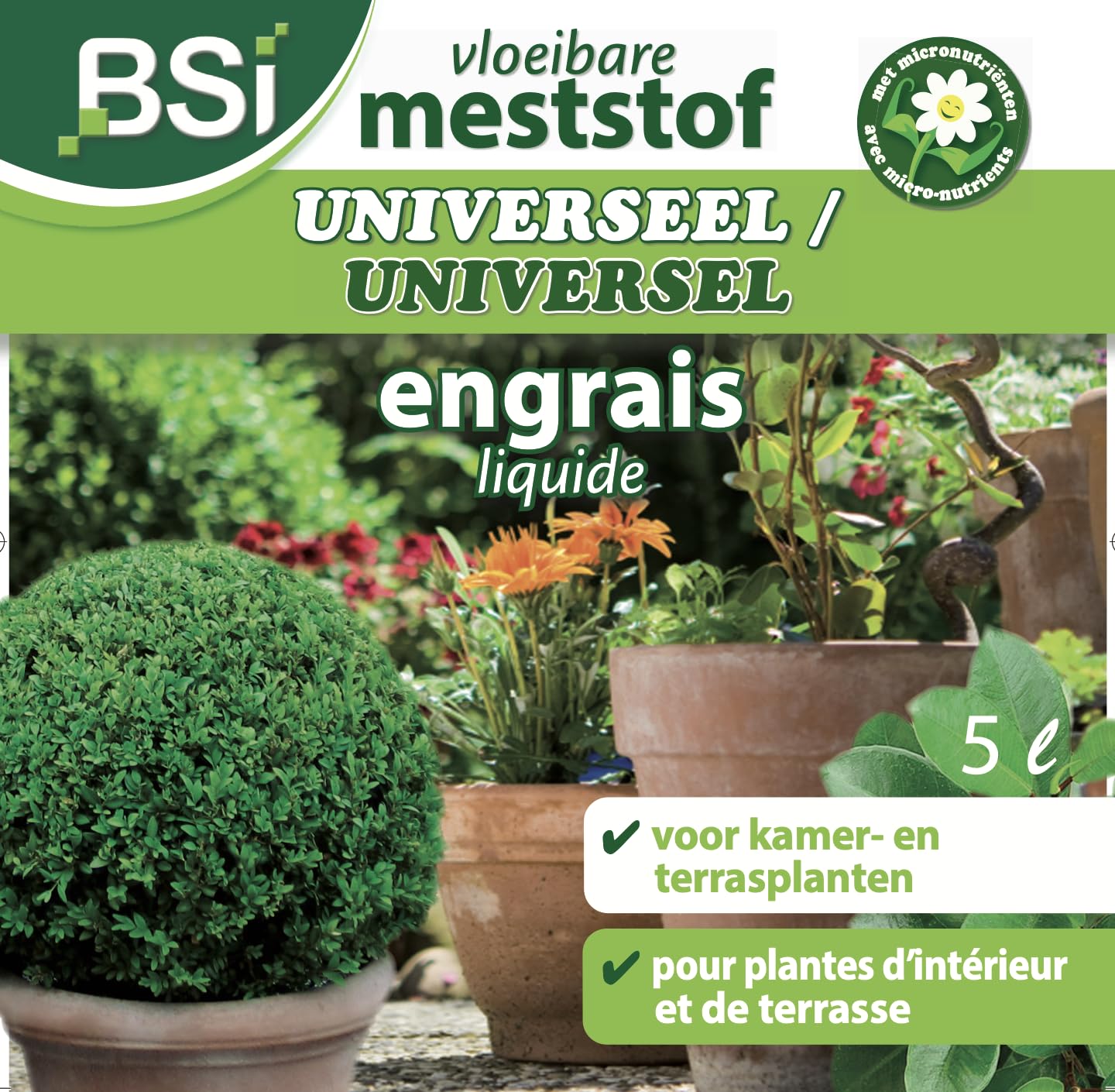 BSI - Engrais - Plantes d'Intérieur Ou Balcon - Universel - Liquide - Avec Oligo-éléments Et Chélates - 5L, Aucune