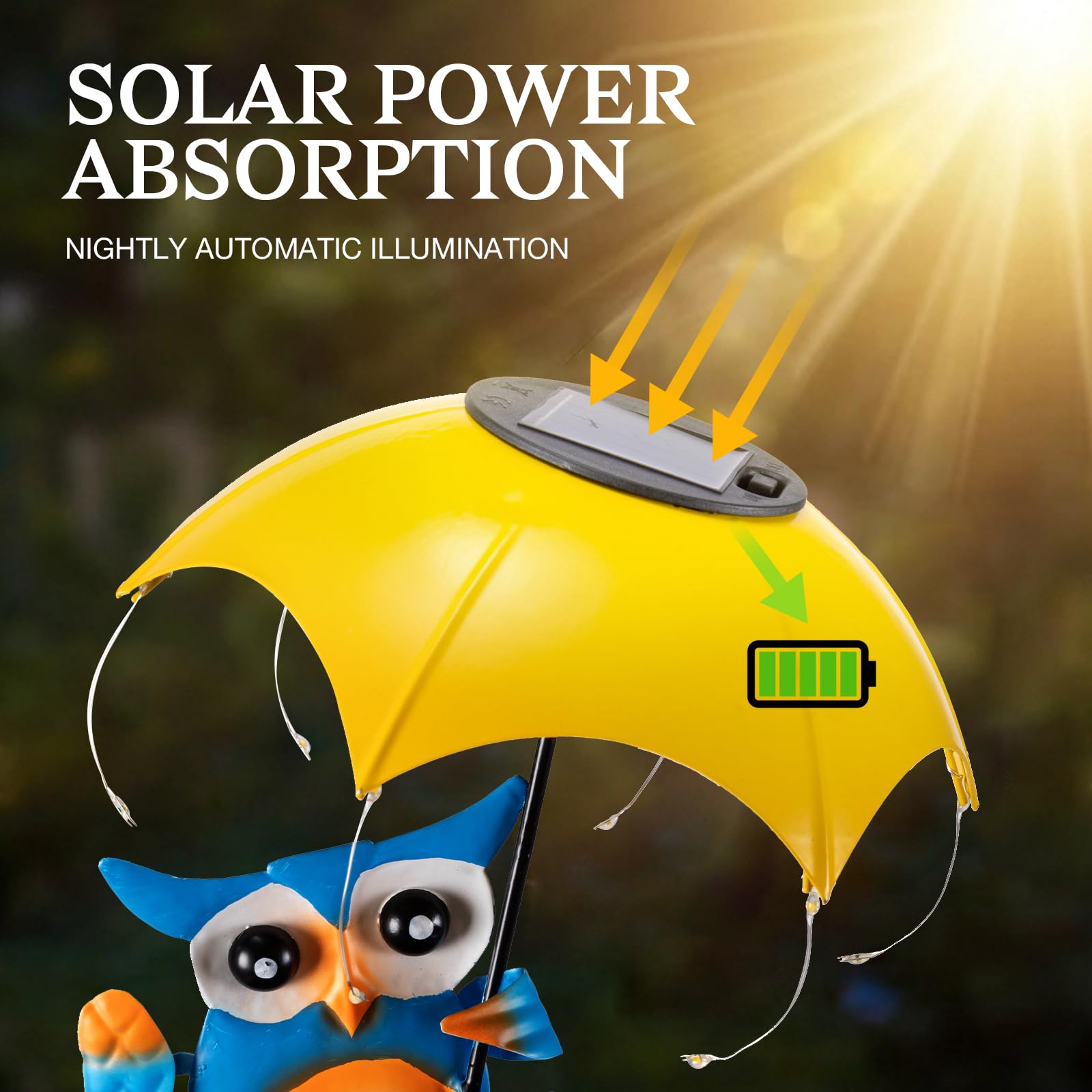 Solar-Vogelfutterspender für den Außenbereich, Eulen-Gartendekoration mit LED-Lichtern, dekorative Wildvogel-Kardinäle, Kolibri-Futterspender, Frühlingsbereiter Hofweg, Rasen-Omamente, Gartengeschenke