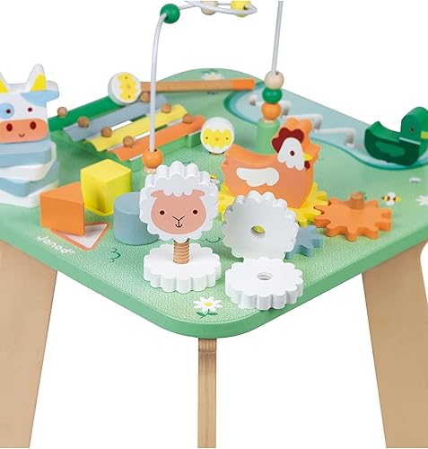 Miniatura 7 de Janod Mesa de actividades de madera Pretty Meadow - 21.1 pulgadas de alto - Edades 12 meses + - J05327