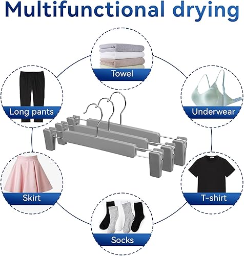 Miniatura 4 de ZOUTOG - Paquete de 30 perchas para pantalones, perchas de plástico para faldas que ahorran espacio con clips ajustables, perchas antideslizantes