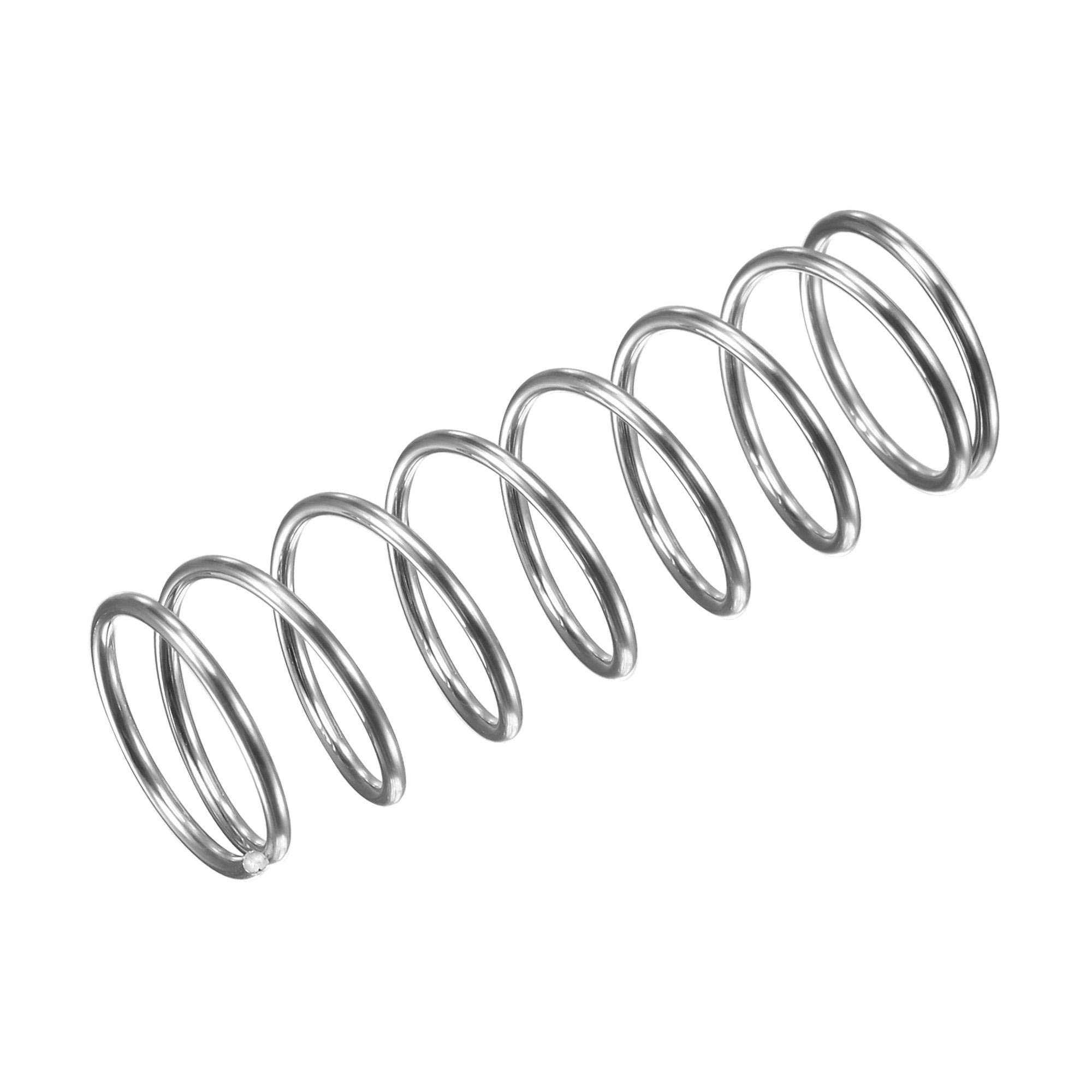 sourcing map Compression Spring,304 Stainless Steel,15mm OD,1.2mm Wire Size,29.3mm Compressed Length,45mm Free Length,15.7N Load Capacity for Home Projects, Silver Tone, 5pcs