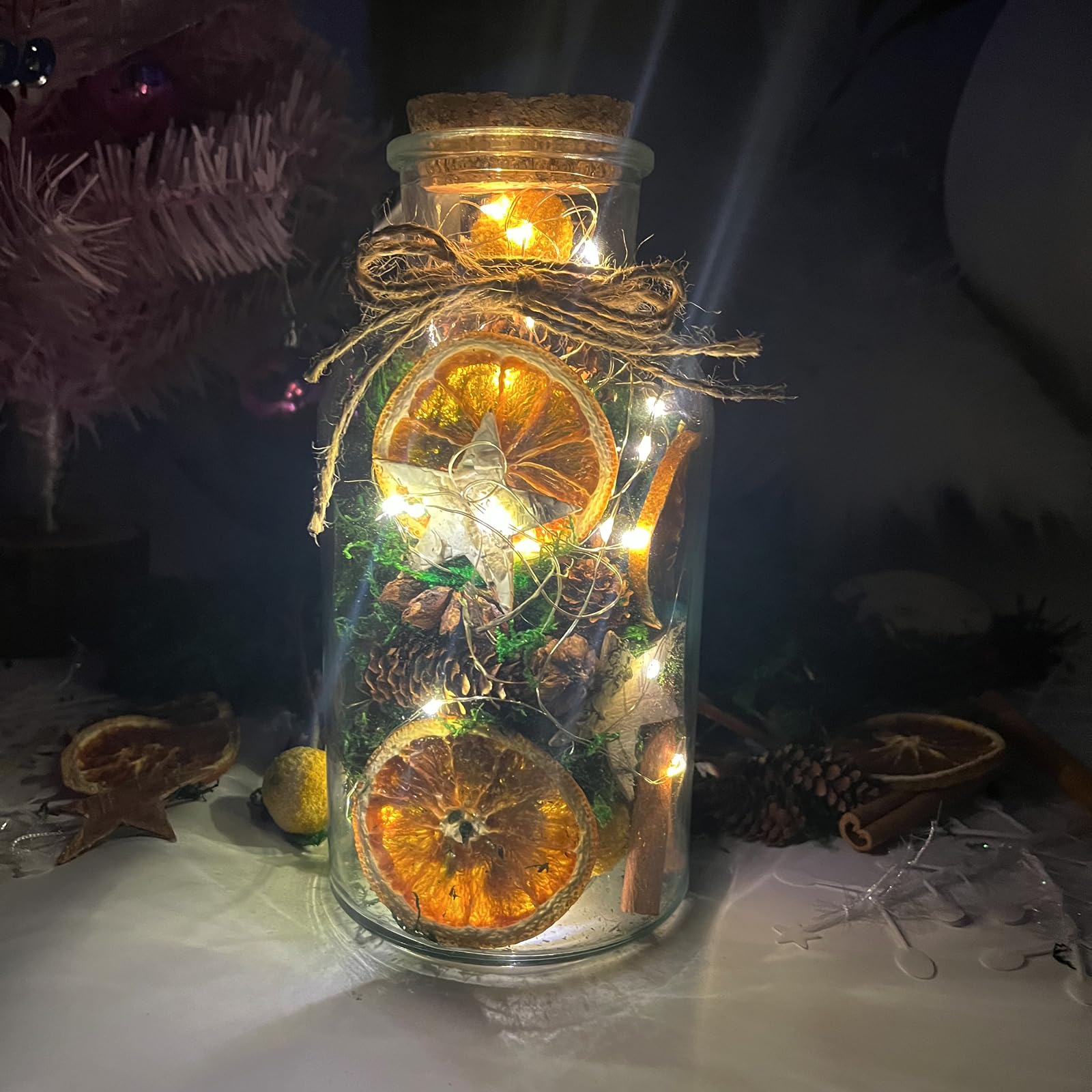 71 Pièces Kit Pot Pourri Noël - Couronne De L'Avent Naturelle Avec LED - Pommes Pin Cannelle Orange Séchées