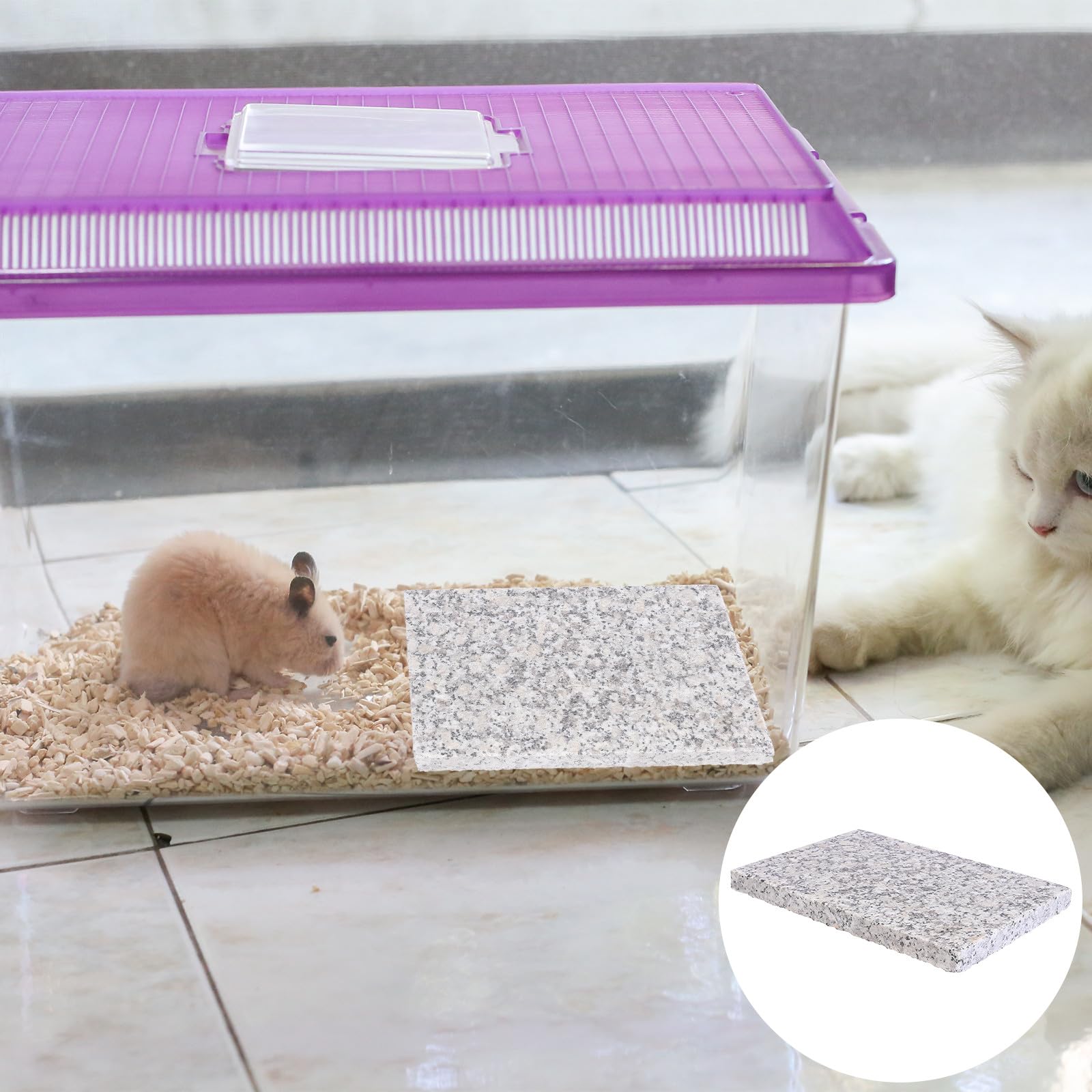 Toyvian Plaque de Refroidissement pour Hamster et Chinchillas, Taille Moyenne, Motif Marbre Aléatoire, Accessoire Portable pour Petits Animaux en Été