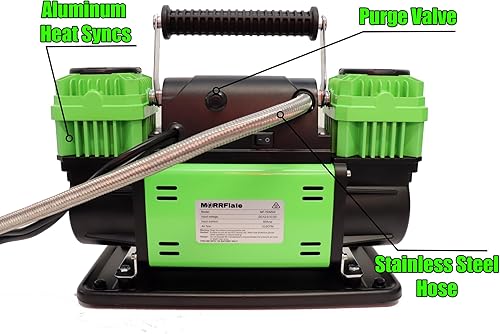 Miniatura 3 de MORRFlate TenSix 10.6 CFM 150 PSI Compresor de aire portátil de doble cilindro todoterreno de 12 V con manguera de acero inoxidable de 4 pies,