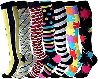 BIBILILI 7 Pairs Medical Compression Socks For Women And Men Circulation 20-30 Mmhg Compression Stockings For Running Nursing Travel Womens Compression Socks White Compression Socks