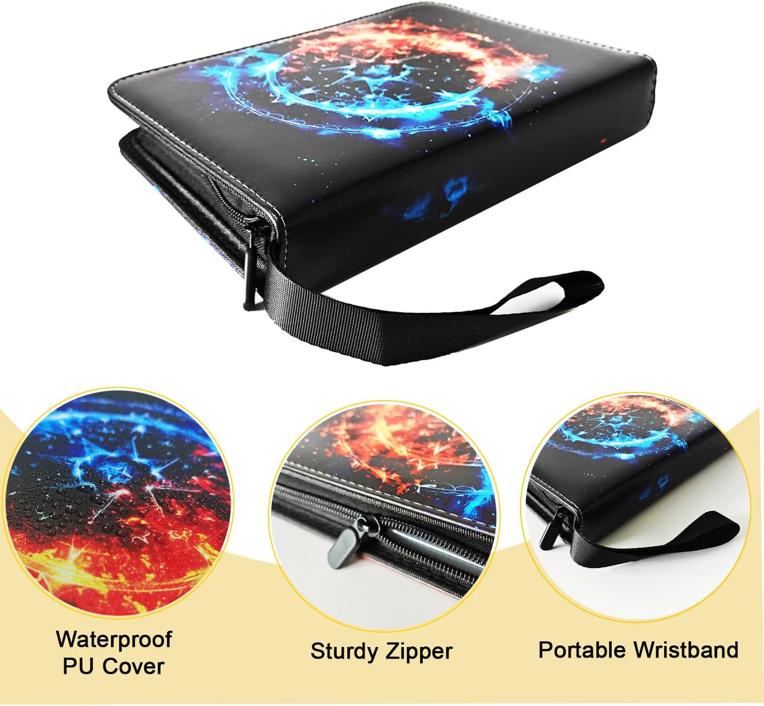 Card Binder Album 4 Pocket, 400 Pockets Trading Card Holder Binder with 50 Removable Sleeves, Zipper Card Book for Trading Cards, Game Sports Cards (Zodiac)