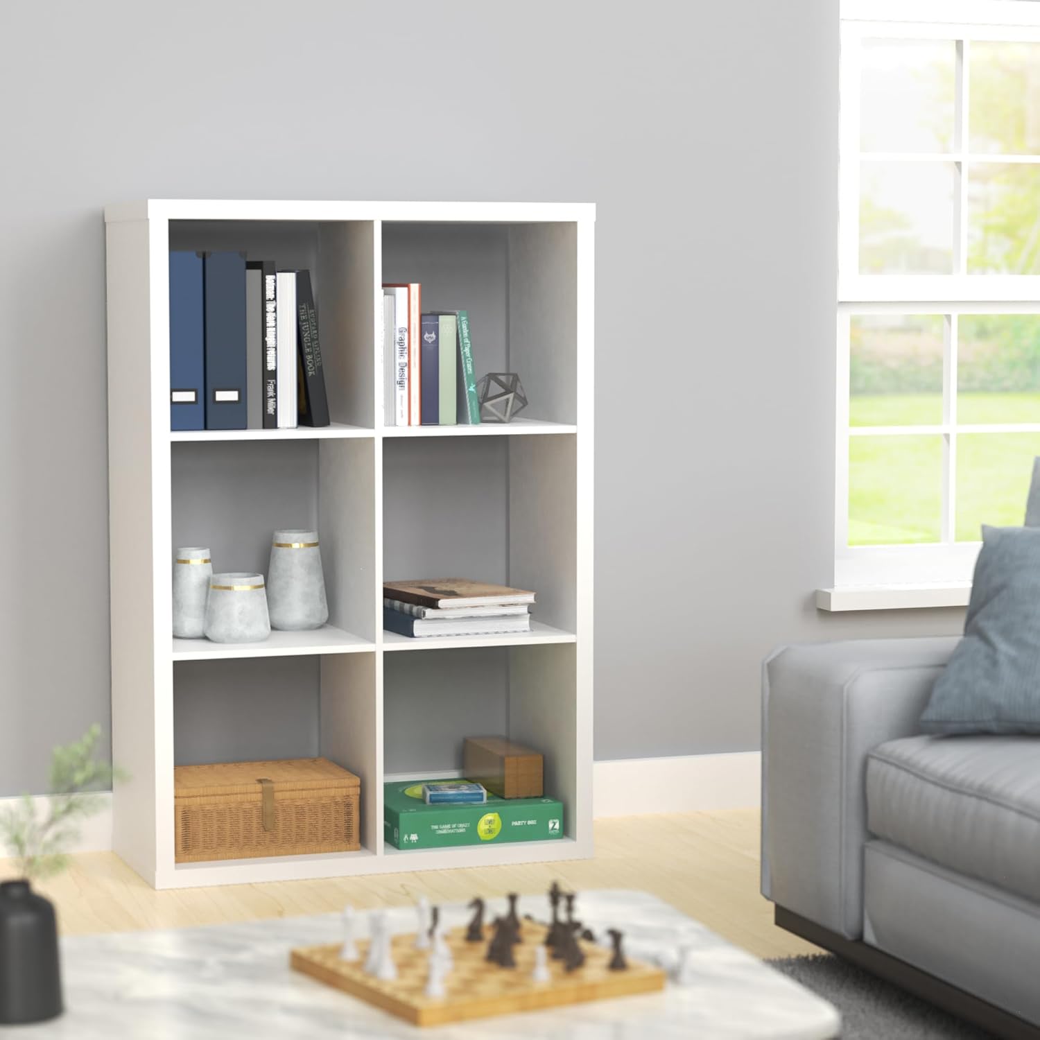 ClosetMaid 6 Cube Storage Shelf Organizer Bookshelf with Open Back, Vertical or Horizontal, Easy Assembly, Wood, White Finish