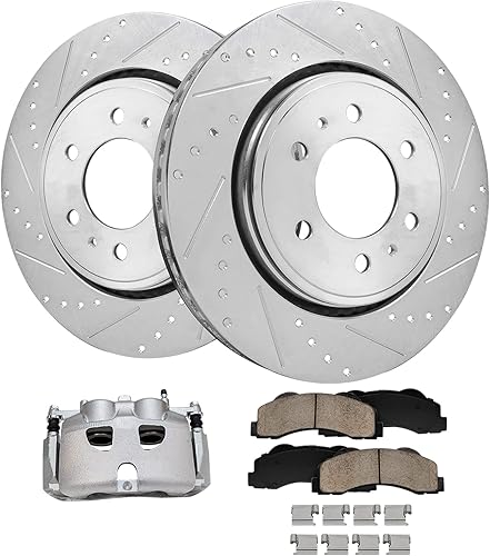 Miniatura 44 de Detroit Axle - Kit de freno delantero para Ford Explorer Mercury Mountaineer 2002-2005 Bujes de rodamiento de rueda perforados y ranurados rotores
