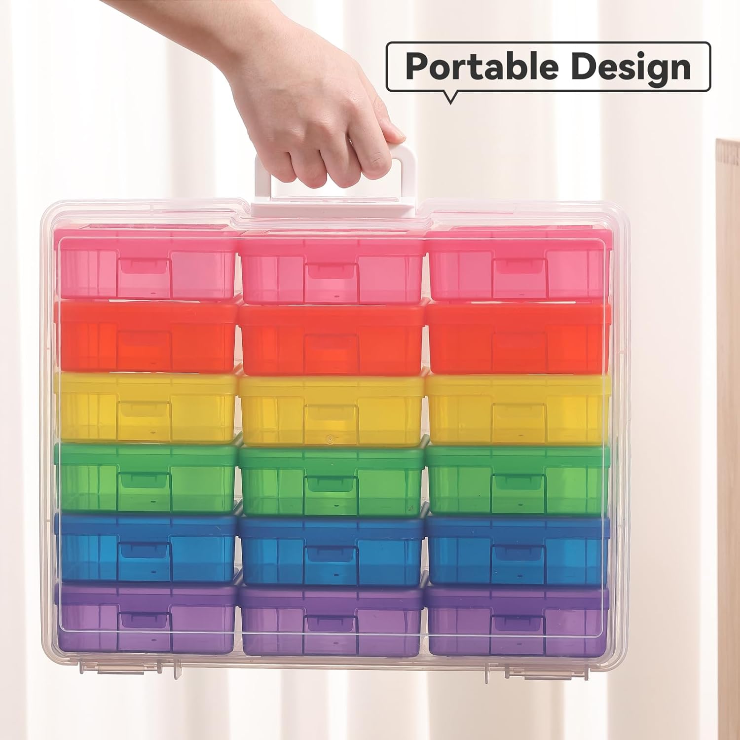 novelinks Stackable Plastic Clear Storage Box Containers with Latching Lid - Art Craft Supply Organizer Storage Containers for Pencil Box,Crayon, Jewelry (18 Pack Colorful Small)