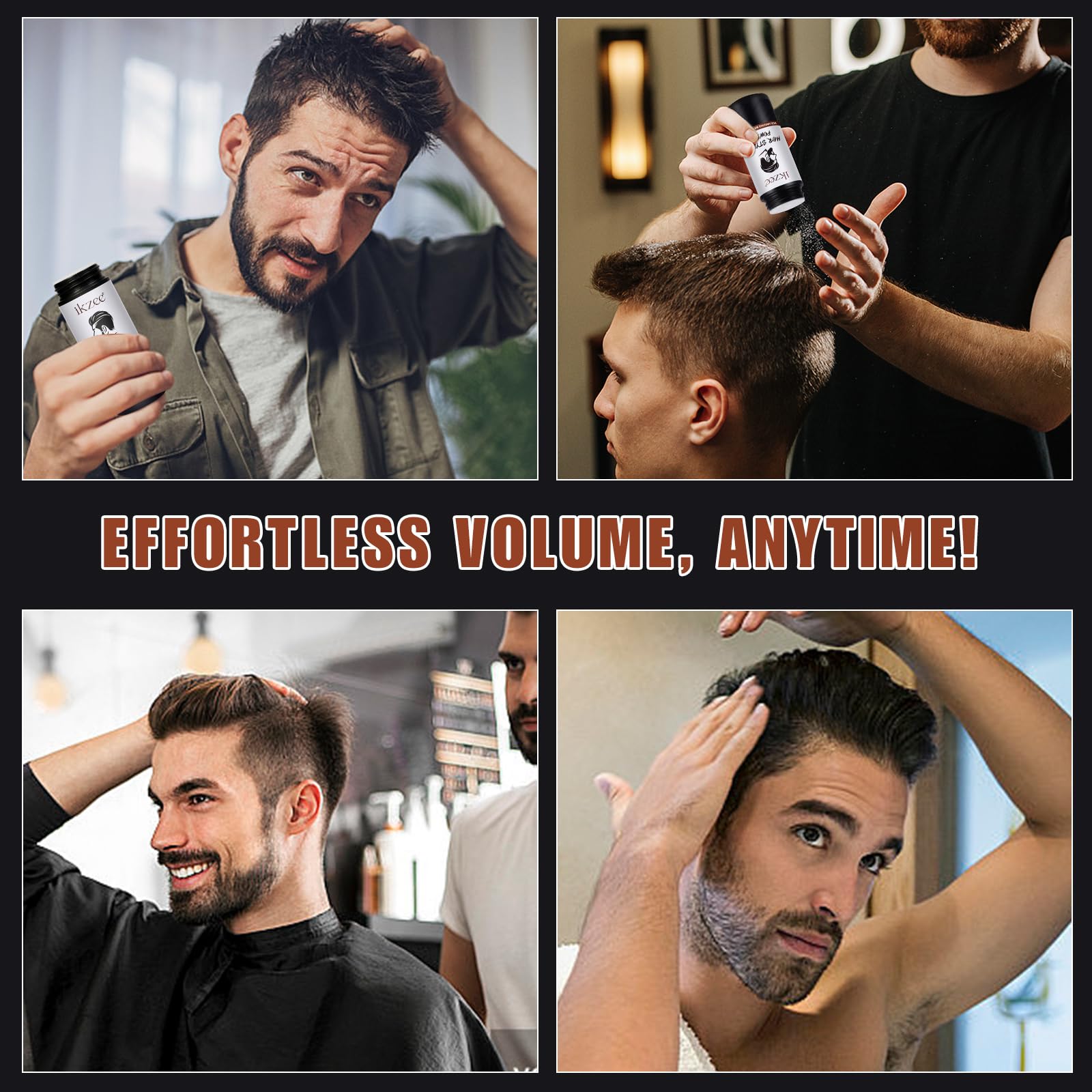 Poudre de coiffure de cheveux, Poudre de texture, Tenue durable, Poudre de cheveux de texture mate pour les hommes