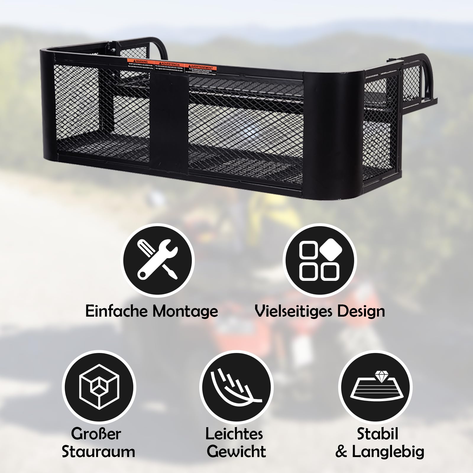 COSTWAY Frachtkorb für ATV/UTV, Universeller Heckträger mit Mesh-Design, 104 x 67 x 31,5 cm
