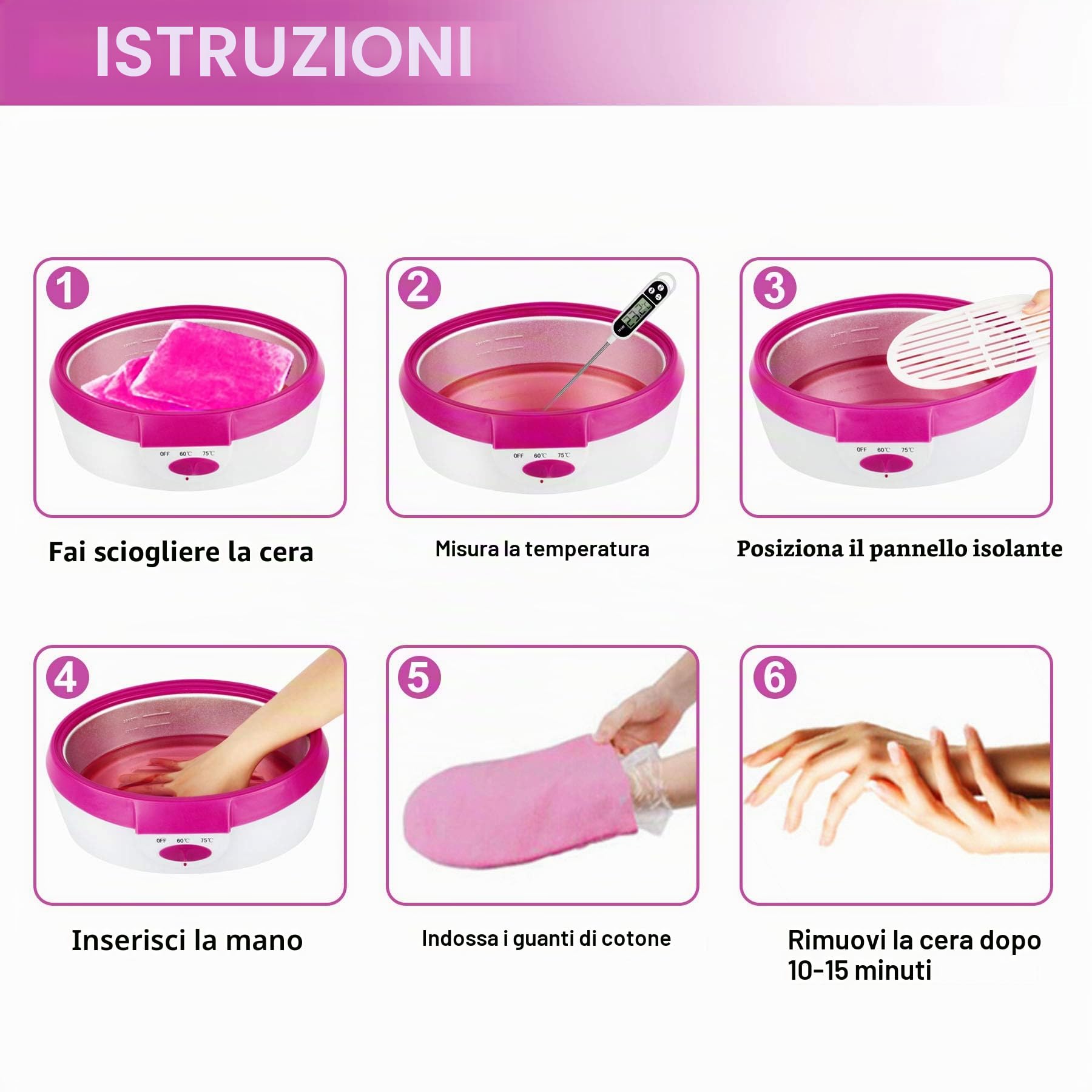 Dispositivo per Bagno di Paraffina per mani e Piedi, con Accessori, Vasca per Cera Elettrica, con Cera di Paraffina 265W