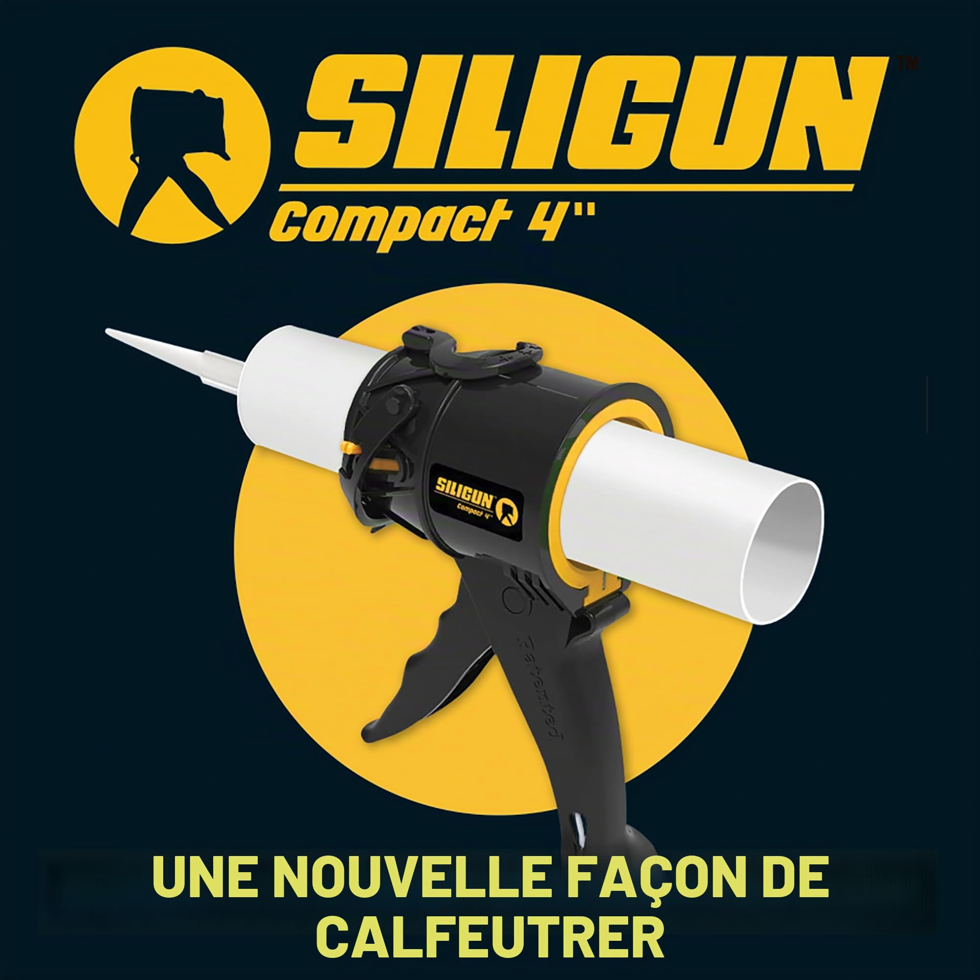 SILIGUN Pistolet à calfeutrer compact avec buse à calfeutrer - Pistolet à calfeutrer de 283,5 g sans tige - Pistolet à calfeutrer à rapport de poussée 12:1 pour silicone, latex, mastic - Pistolet à