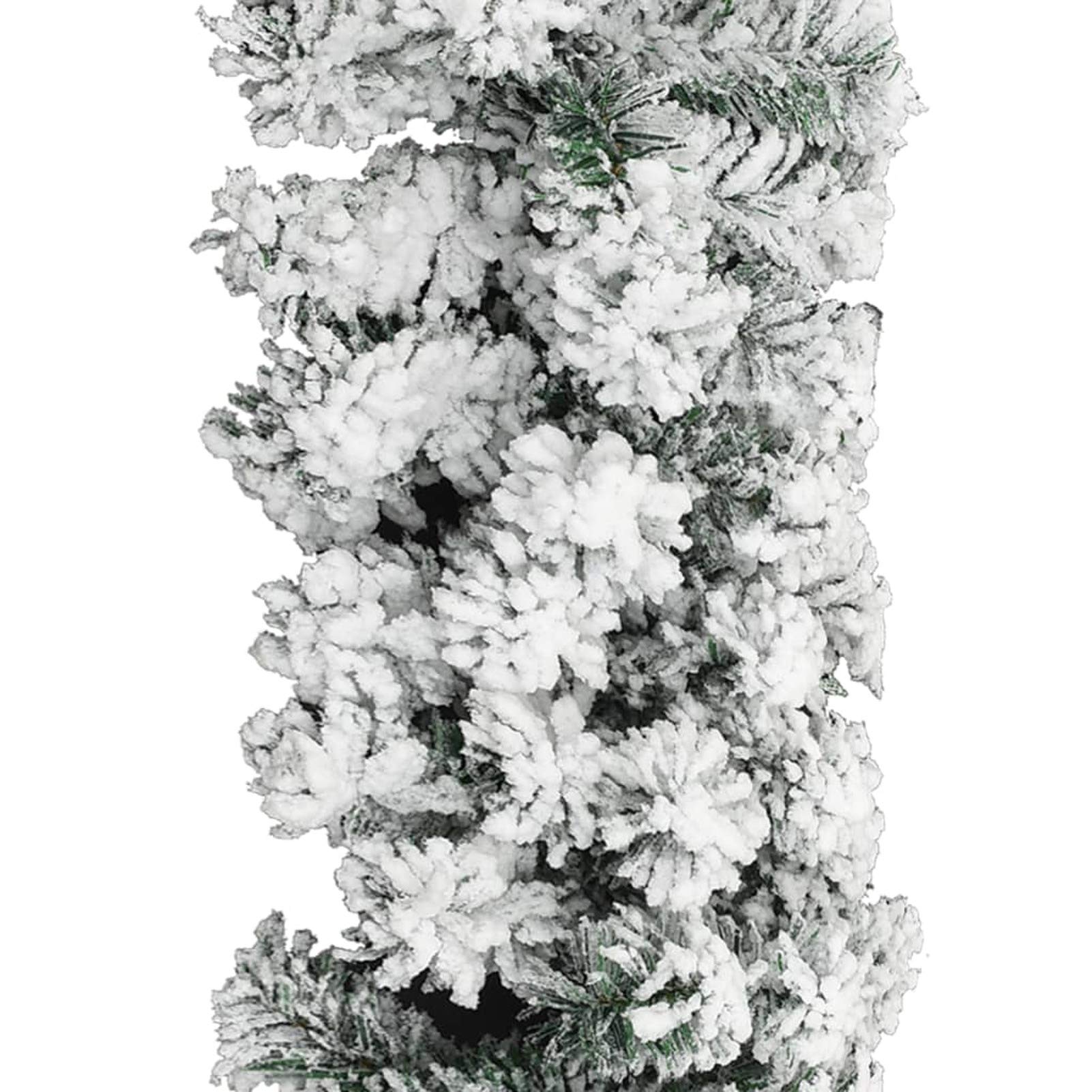 Weihnachtsgirlande mit Schnee Tannengirlande Weihnachtskranz Weihnachstdeko für Innen und Außen Grün 5 m PVC
