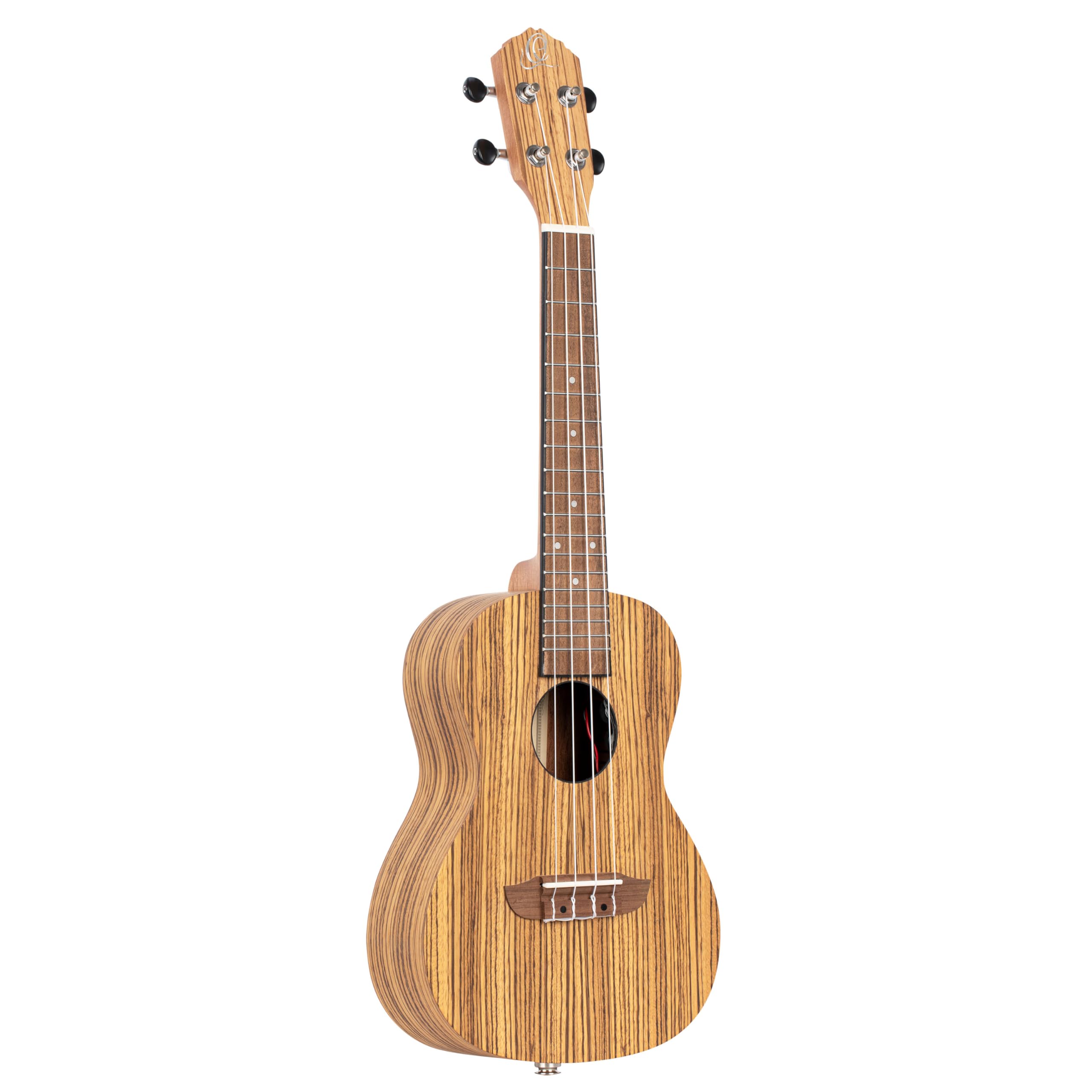 Ortega Guitars Ukulele Concerto Mancino – Elettro-Acustico – Timber Series – Gig Bag Inclusa – Zebrawood, Natural (RFU11ZE-L)