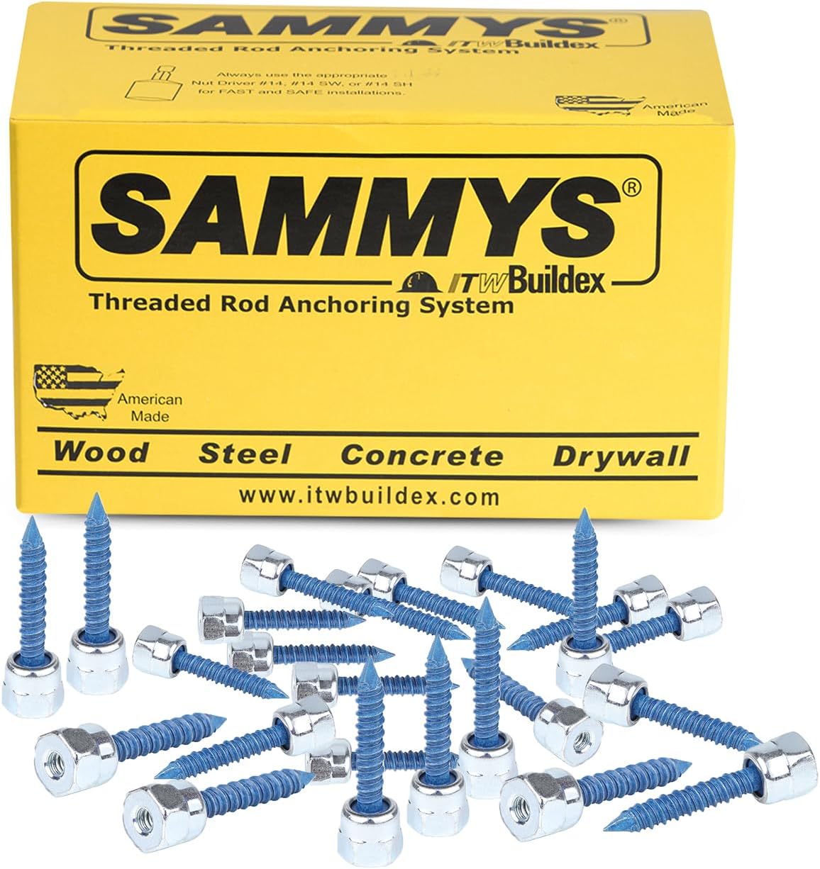 8058957-25 1/4" Screw Vertically Threaded Rod Anchor Designed for Concrete Structure, Steel, Zinc Finish, 5/16 x 1-3/4" Screw Length (25 Pack)