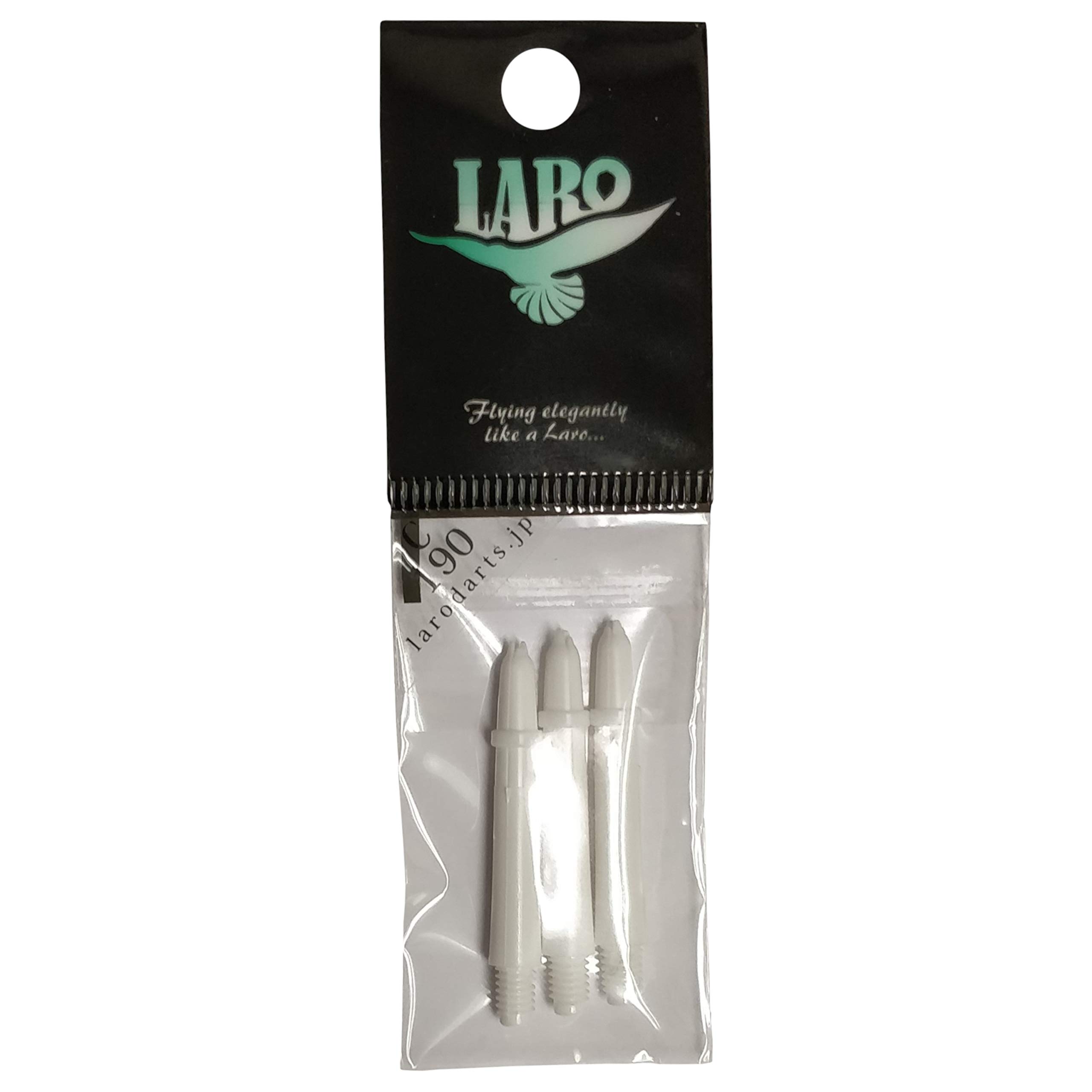LSTYLE x Laro Dart Shafts: Plastic Nylon Shaft - for Soft Tip and Steel Tip Darts - White 190 (Short)