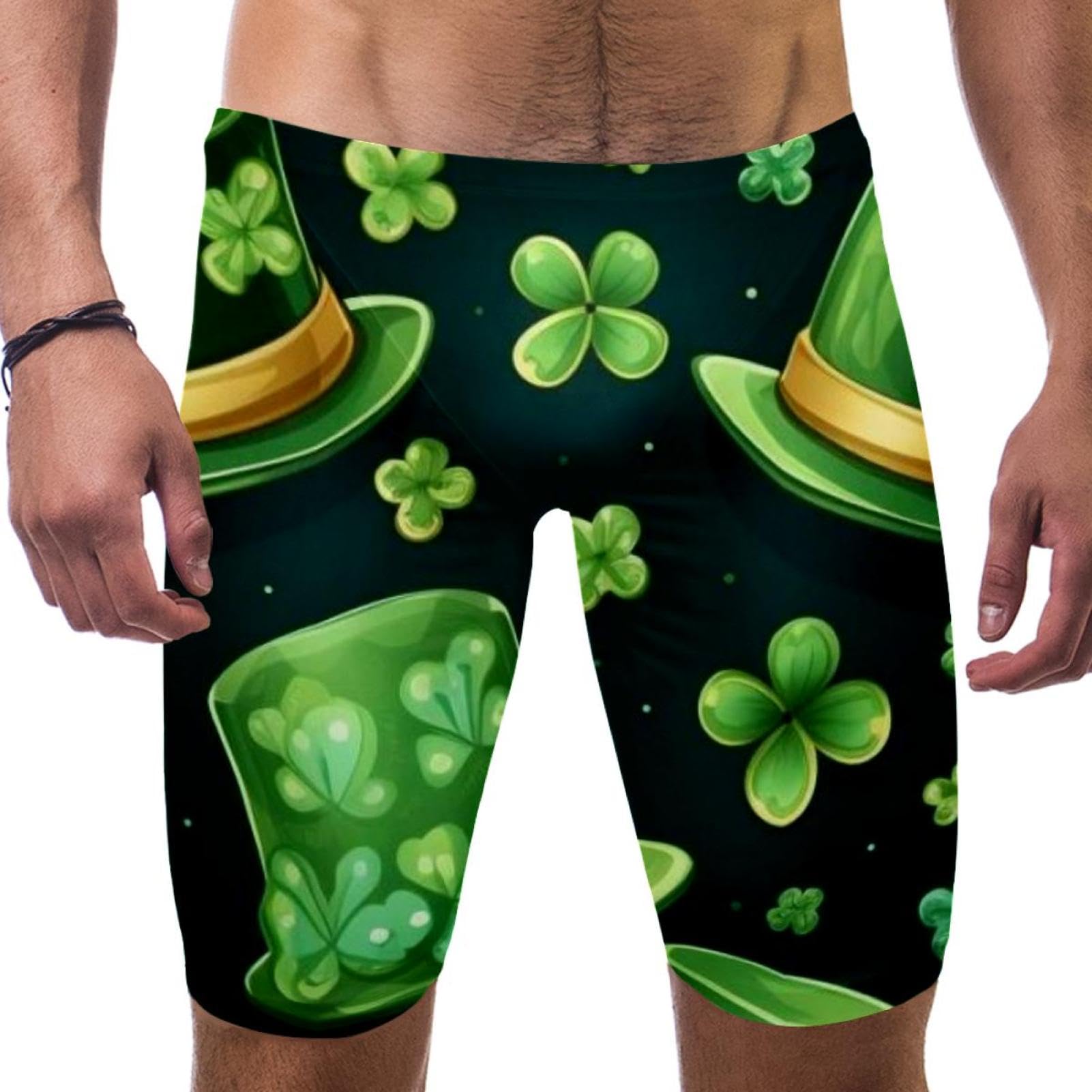 St Patrick's Day Swimsuit for Men & Boys,Competition Lap Swim Suit, Square Leg Endurance Training Multicoloured