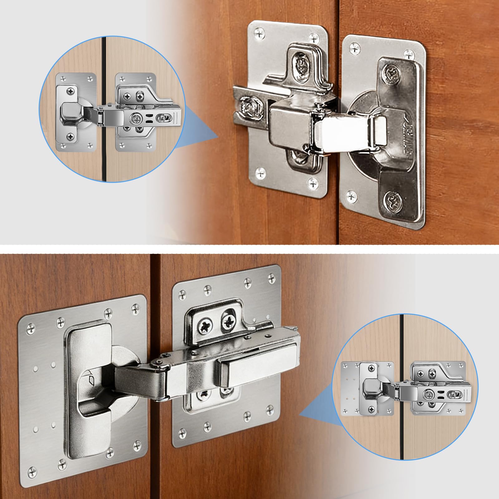 Piastra di Riparazione Della Cerniere, 10 Pezzi 9x 5CM & 5 Pezzi 9x9CM Staffe di Riparazione per Porte con Viti, Piastra di Riparazione per Cerniere in Acciaio Inossidabile per Armadi Mobili Cassett
