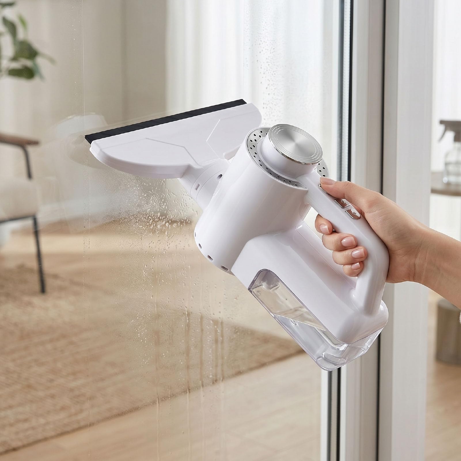 Fafeicy Aspirador de Ventanas Inalámbrico, Escobilla de Goma Recargable de Mano