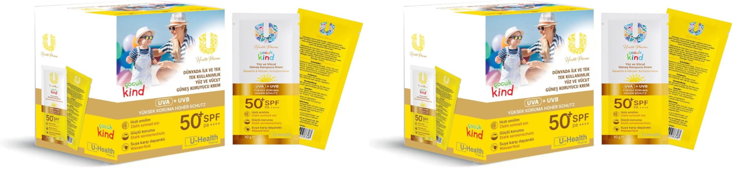 Güneş Kremi 50 SPF Kids 50 Adet (2 paketi)