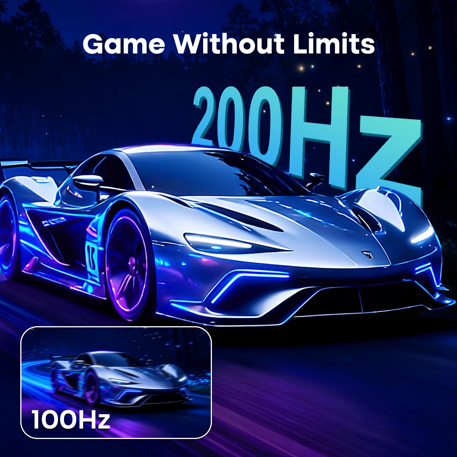 Amzfast Gaming Monitor 27 Zoll, QHD 2560x1440, 200Hz, Fast-IPS 1ms MPRT, Adaptive Sync, HDR400, 132% sRGB, Lautsprecher, VESA + ausziehbarer Kopfhörerhalter – AMZG27F5Q