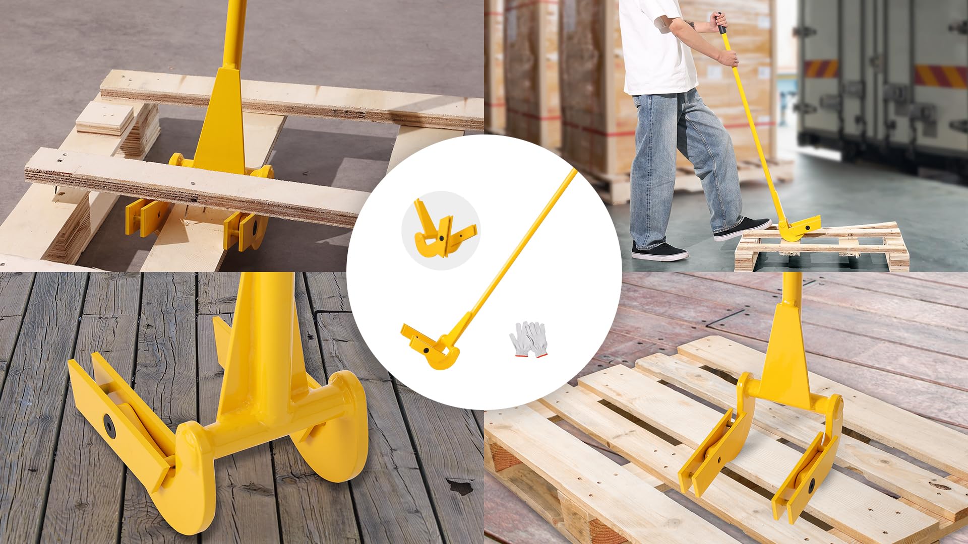 VEVOR Palettenbrecher 114,3cm Lattenheber 907kg Tragfähigkeit Brechstangen Q235 Kohlenstoffstahl Abbruch-& Hebelstange inkl.Handschuhe Pallet Buster Universalkonstruktion