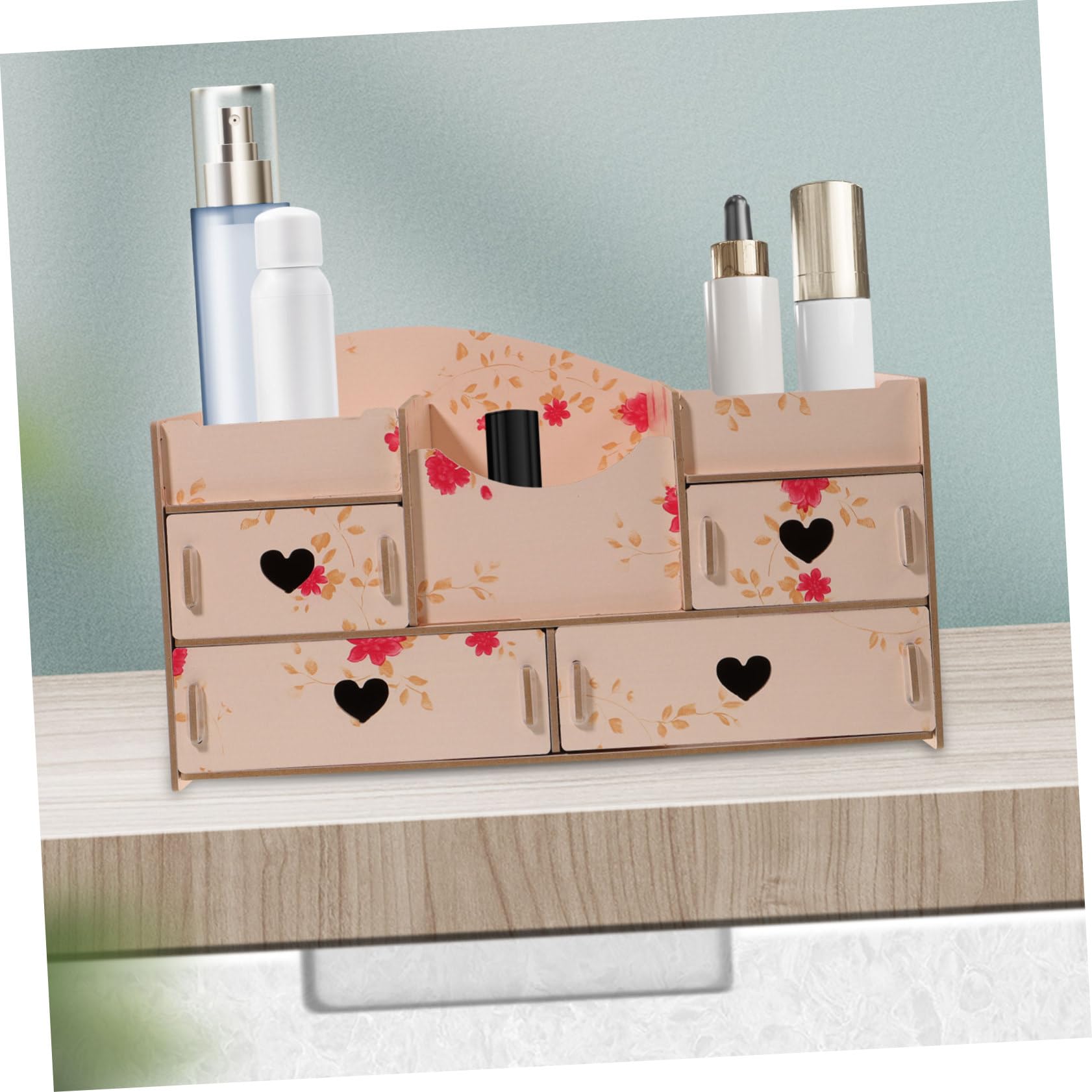 Boîte de Rangement pour Maquillage à Tiroirs Multicouches Rose