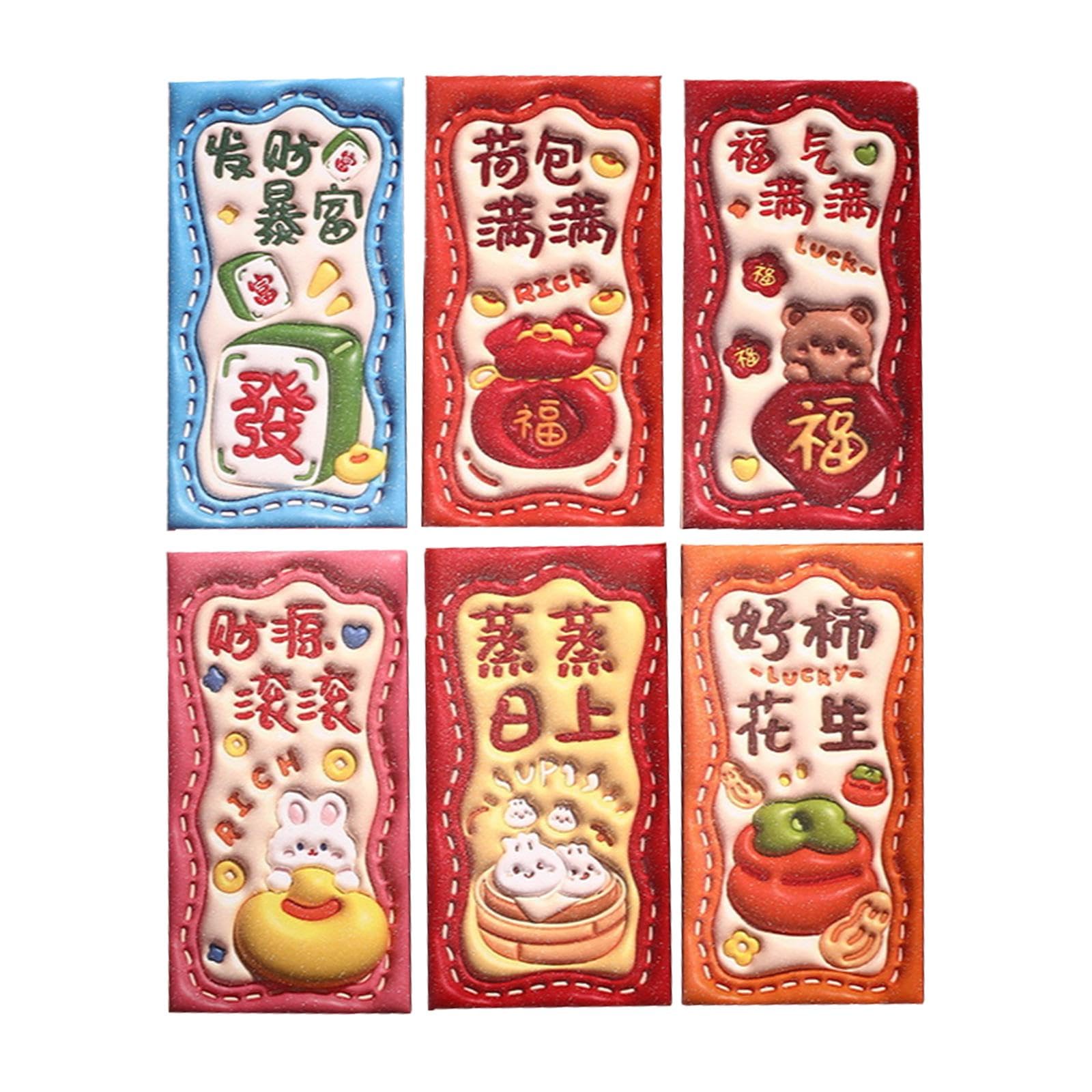 6Pcs Snake Chinese New Year Red Envelopes Embossed Patterns Novelty Hong Bao Style A-image-44