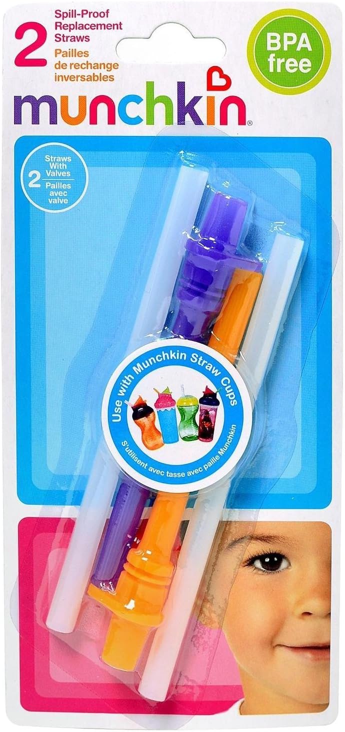Munchkin Replacement Straws - Purple/Orange - 2 ct