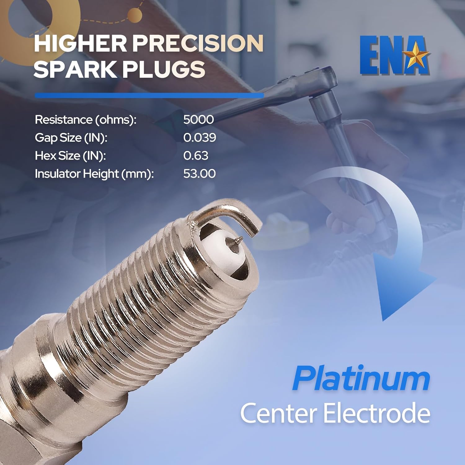 ENA Platinum Spark Plug for SP519 SP548 CYFS12F1X Compatible with Ford F-150 Mustang Cadillac ATS Chevrolet Colorado Impala Malibu GMC Canyon 2011-2017 2.5L 5.0L 5.2L Set of 8