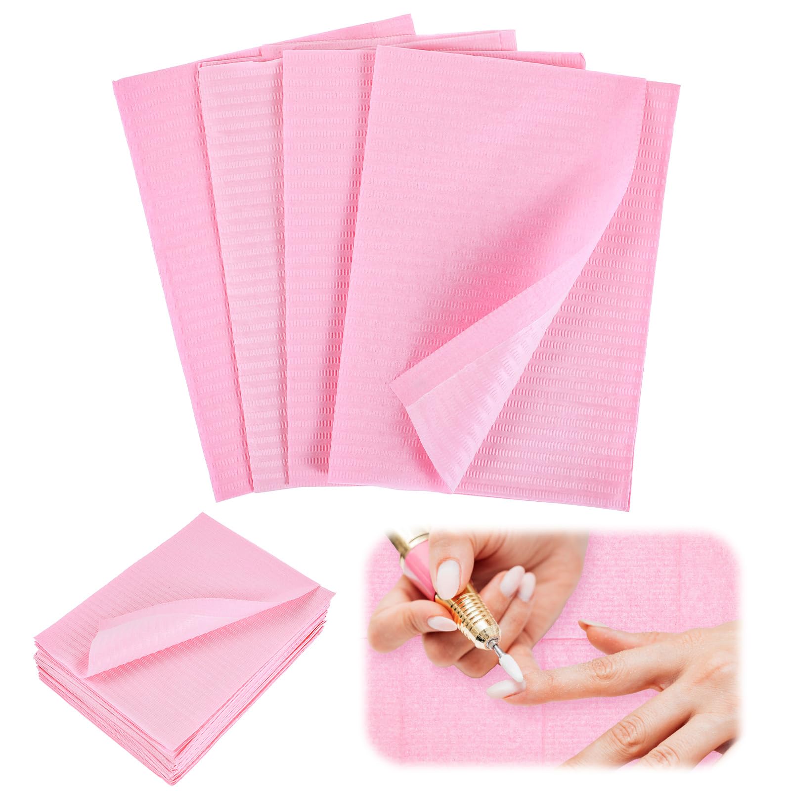 Oruola 20pcs Disposable Nail Mat,Pink Nail Art Table Mats,Waterproof Nails Desk Mat for Manicurists,Nails Table Manicure Tables Pads,Also Use to be Dental Bibs or Tattoo Tables Mats