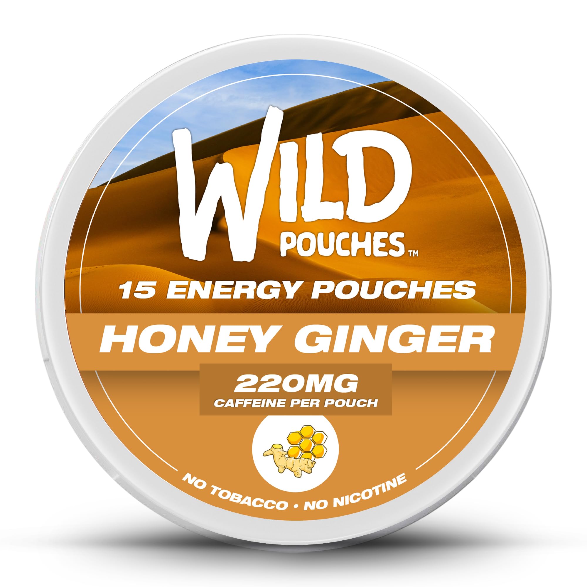 Wild 220mg Caffeine Pouches Nicotine Free Honey Ginger - 15 x Energy Pouches - Caffeine Pouch