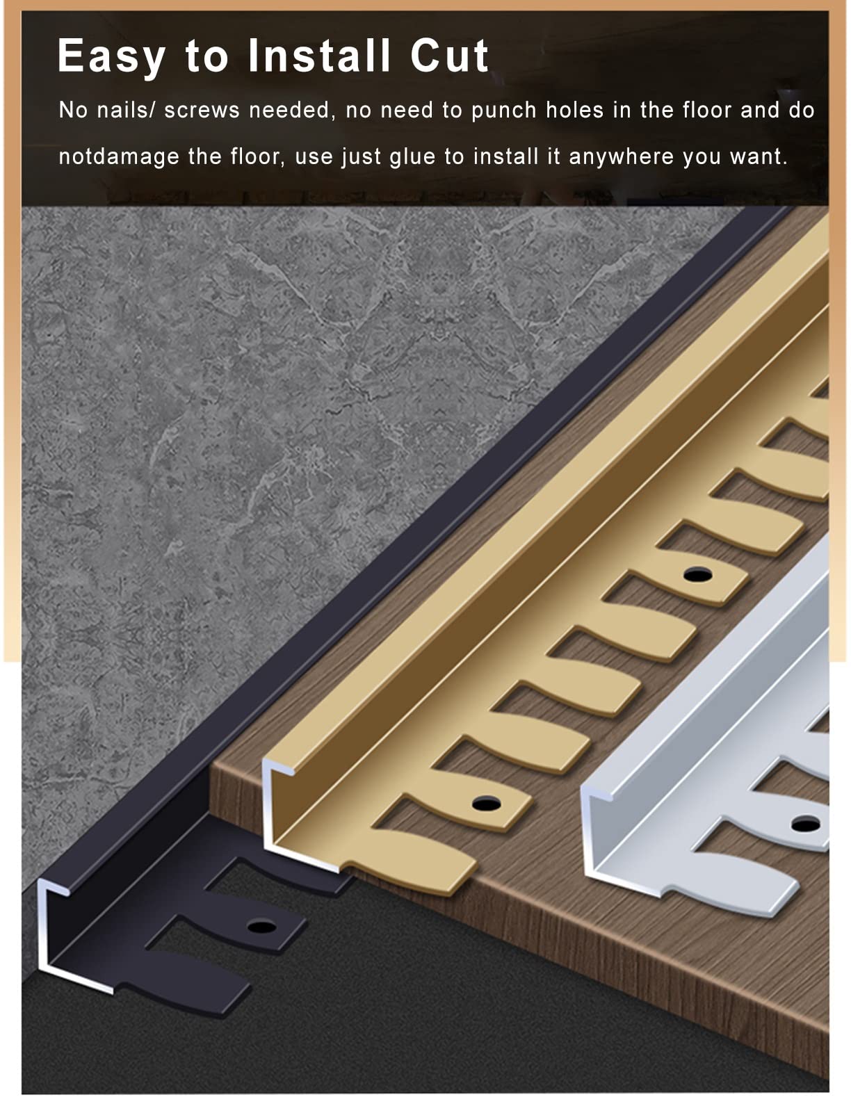 XBTGS Tira de transición de suelo para puerta de cocina, dormitorio, tiras de transición multifuncionales para madera a azulejos, tiras de unión de suelo de madera a laminado, para cubrir huecos