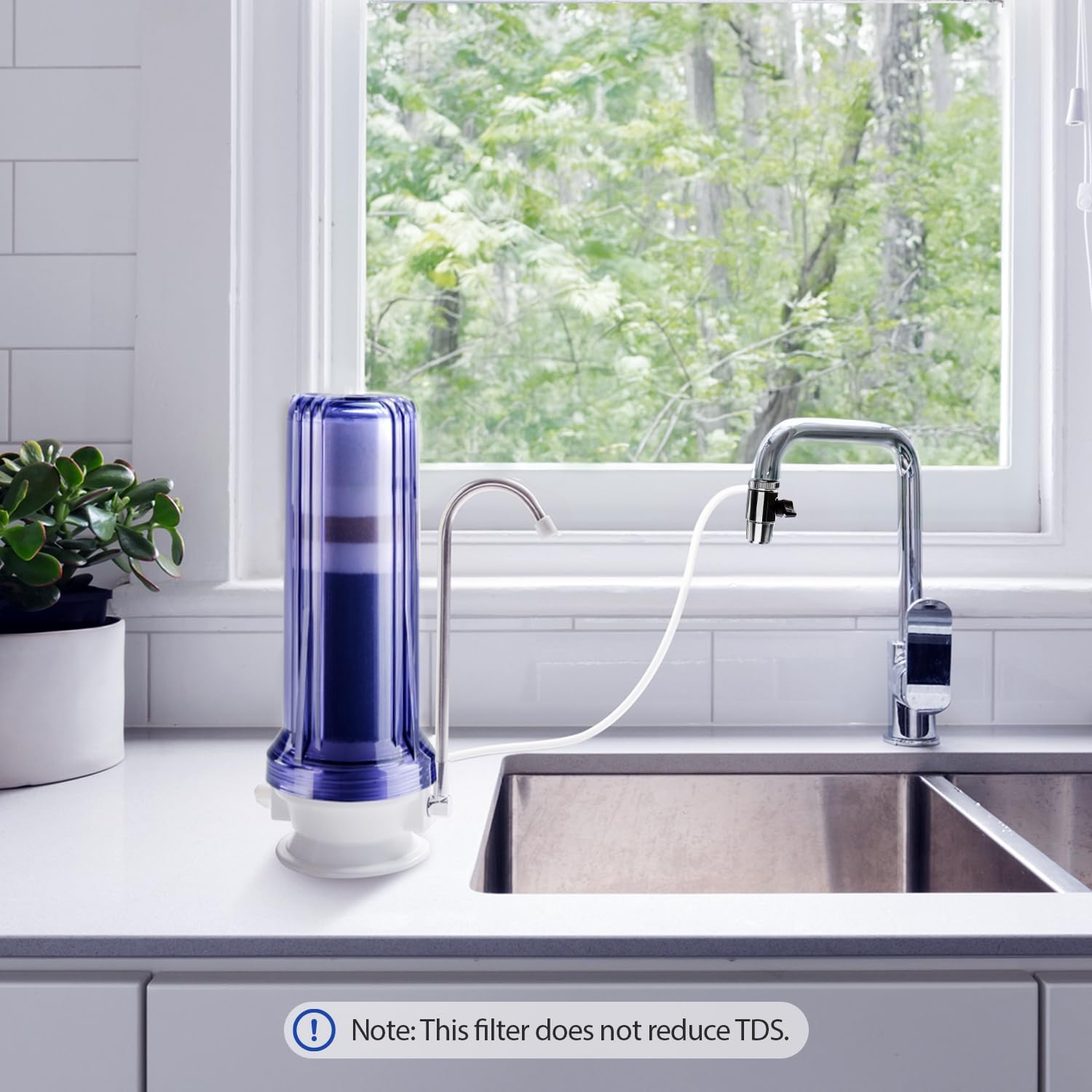 Clear Multi-Stage Countertop Water Filter System with Faucet Adapter