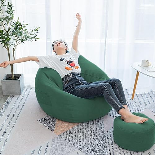 Miniatura 4 de NIBHZ Silla de puf interior sin relleno, Puff, silla relajante, cojín de asiento, cojín de piso, puf, verde-100 × 47.2 in