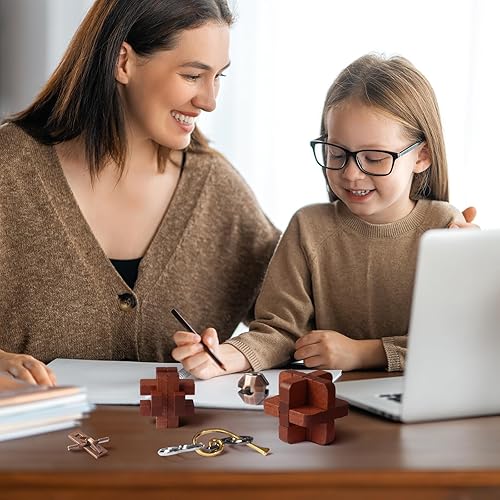 Miniatura 10 de CUDNY 7 piezas de rompecabezas de mente genial desbloqueo de enclavamiento cerebral juegos para adultos y niños rompecabezas de madera y metal IQ