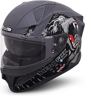 HEADFOX N2F Wolf Full Face Bluetooth Helmets for Bike | Waterproof Smart Helmet for Man & Women | ISI Certified |Music, Wa Price In India