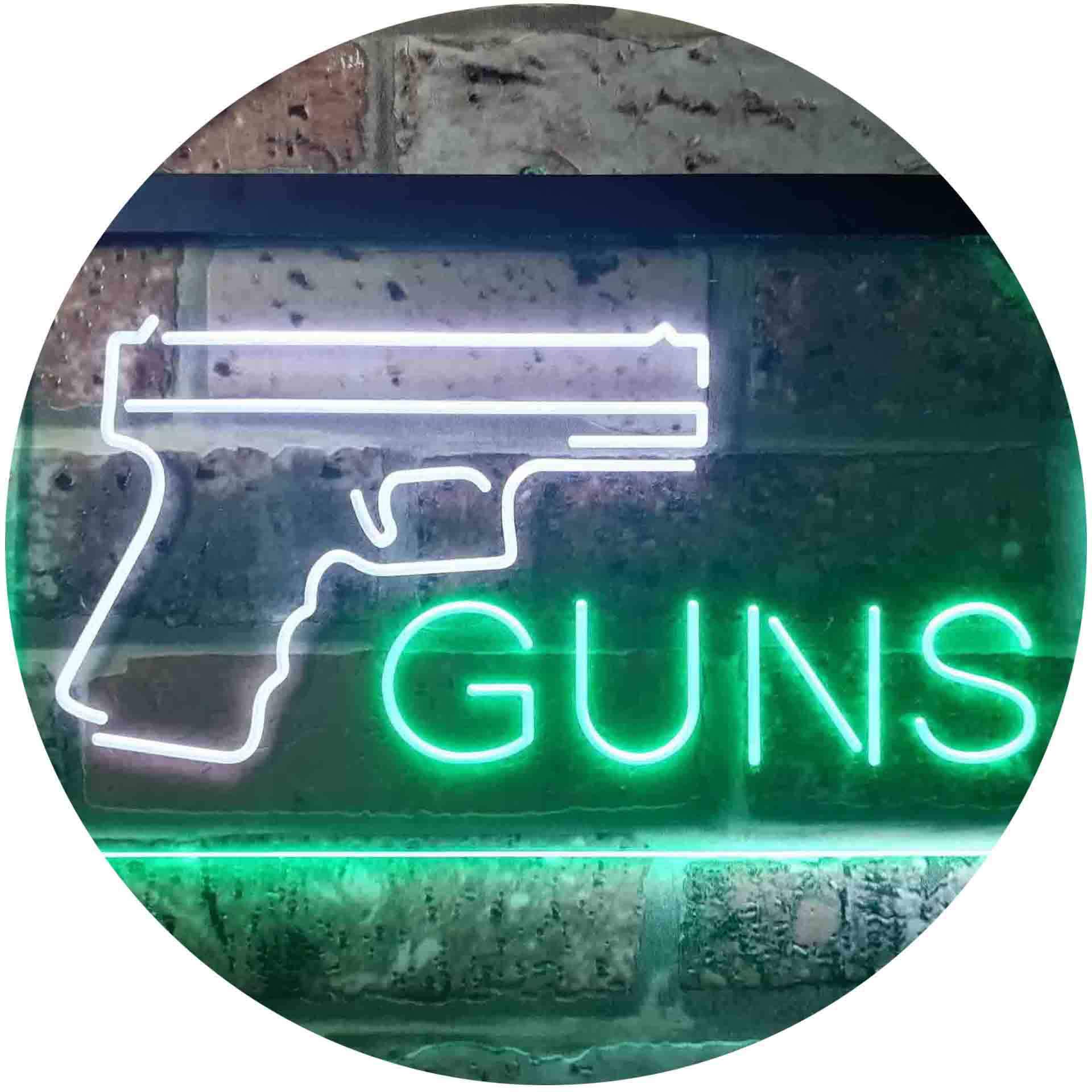 ADVPRO Gun Shop Garage Man Cave Dual Color LED Enseigne Lumineuse Neon Sign Blanc et Vert 400 x 300mm st6s43-i3363-wg