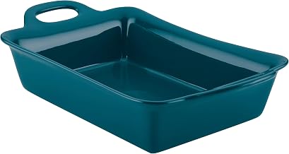 Rachael Ray Solid Glaze Ceramics Bakeware/Lasagna Pan/Baker, Rectangle - 9 Inch x 13 Inch, Teal