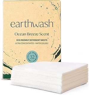 Sponsored Ad - earthwash Laundry Detergent Sheets Ocean Breeze - 32 Sheets (Up To 64 Loads) Hypoallergenic Detergent Strip...