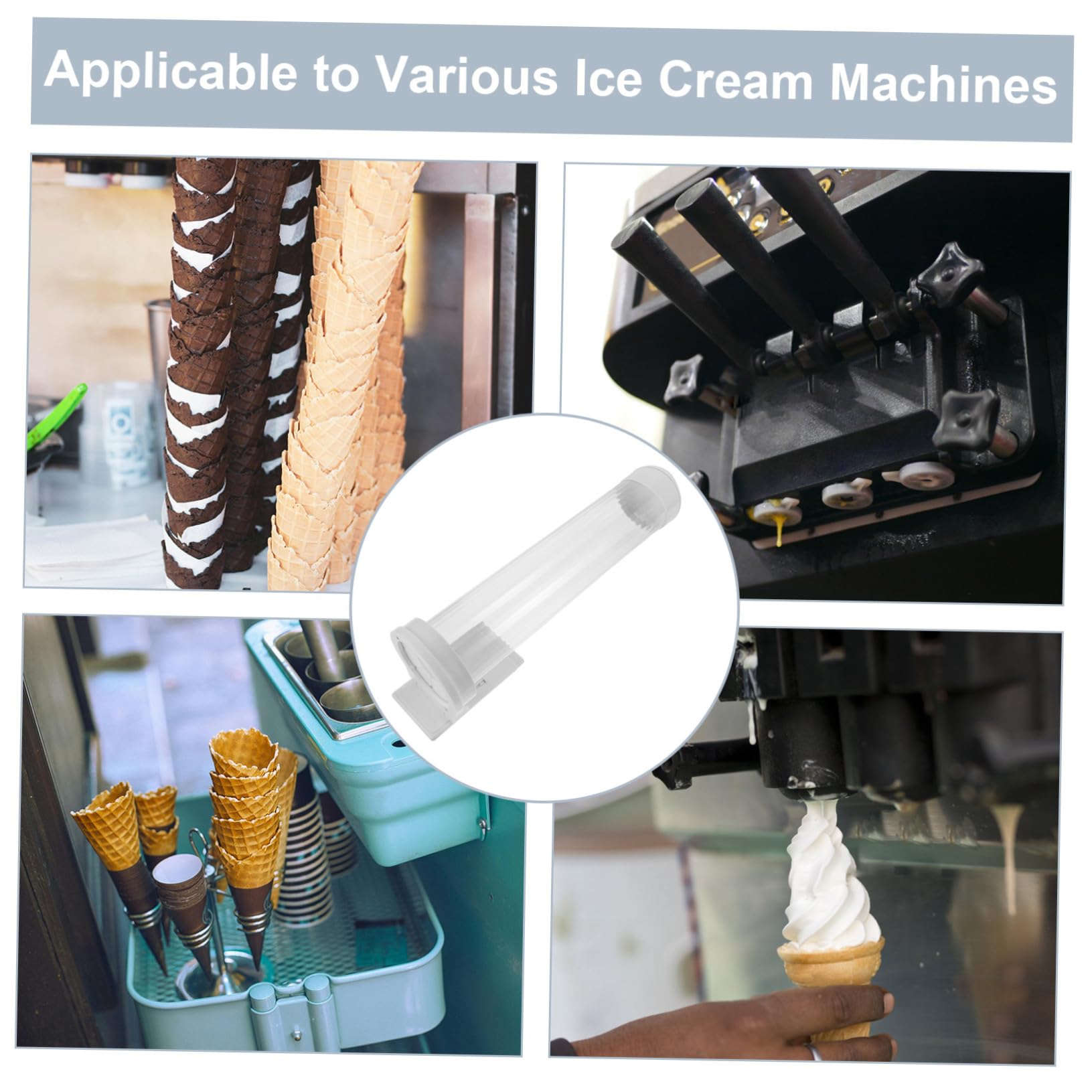 Soporte Color Conos de Plástico para Helado Blanco Diseño Aleatorio Compacto Automático y Uso Comercial en Espacios Pequeños y Mostradores