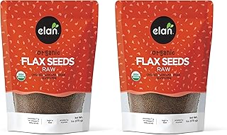 Elan Organic Flax Seed, 9.7 oz, Whole Seeds, Raw Seeds, Non-GMO, Vegan, Gluten-Free, Kosher, High in Fiber, Gels Easily (Pack of 2)