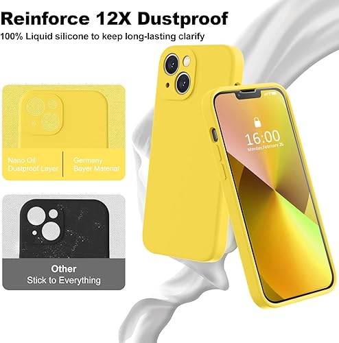 Miniatura 341 de BossKiss Funda compatible con iPhone 14 Pro, silicona mejorada [protección de cámara] [2 protectores de pantalla 9H], forro interior de microfibra