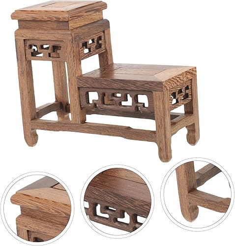 Miniatura 6 de DOITOOL Soporte de madera para plantas retro, soporte para macetas de jardín, para bonsái, base resistente para decoración del hogar, exhibiciones