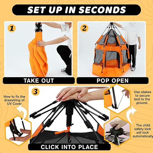 Miniatura 3 de Corralito desplegable para bebés con toldo, tienda de campaña desplegable para bebés con bloqueo de seguridad, patio de juegos portátil para niños