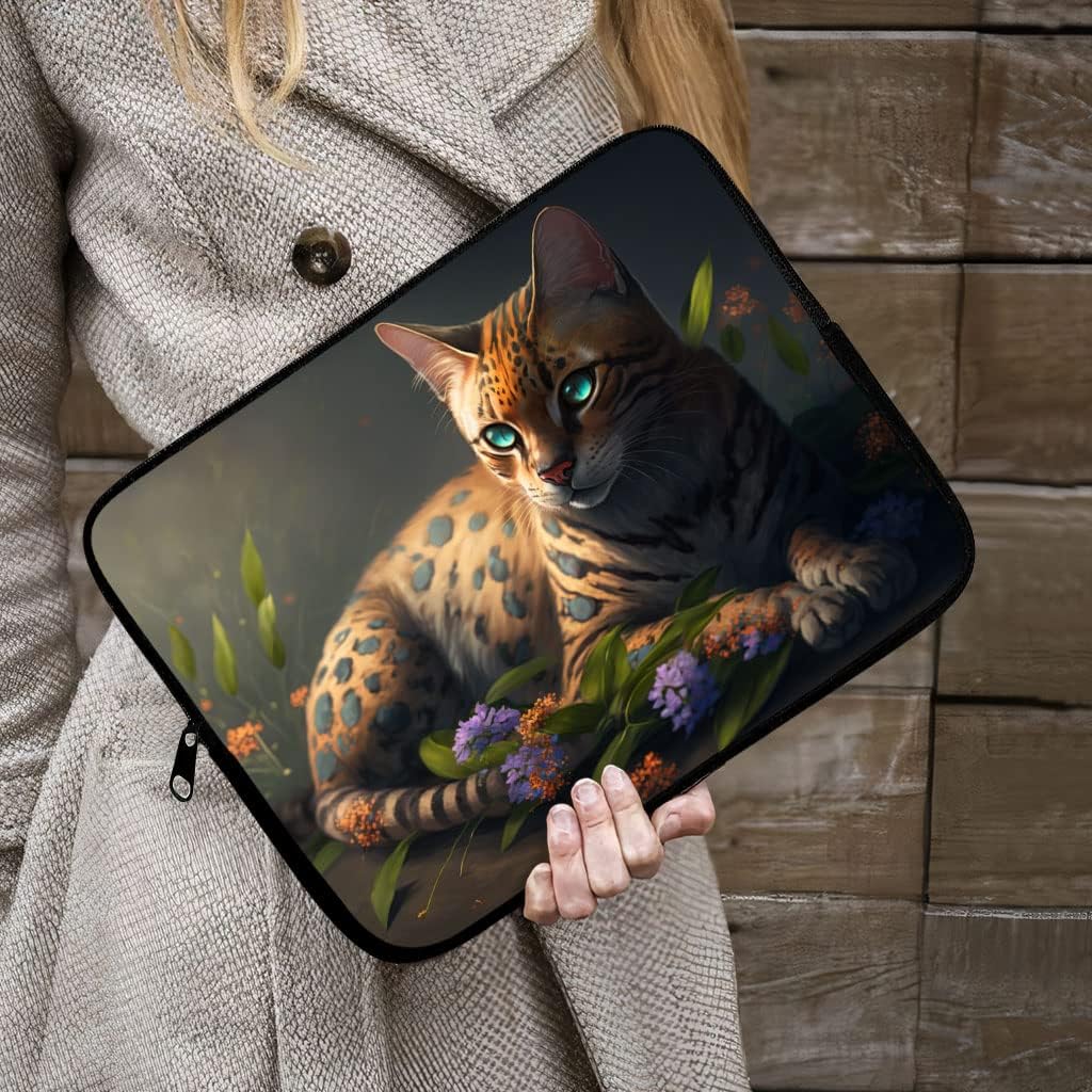 Cat Flowers iPad Sleeve - Beautiful Tablet Sleeve - Graphic Carrying Case - 13 inches