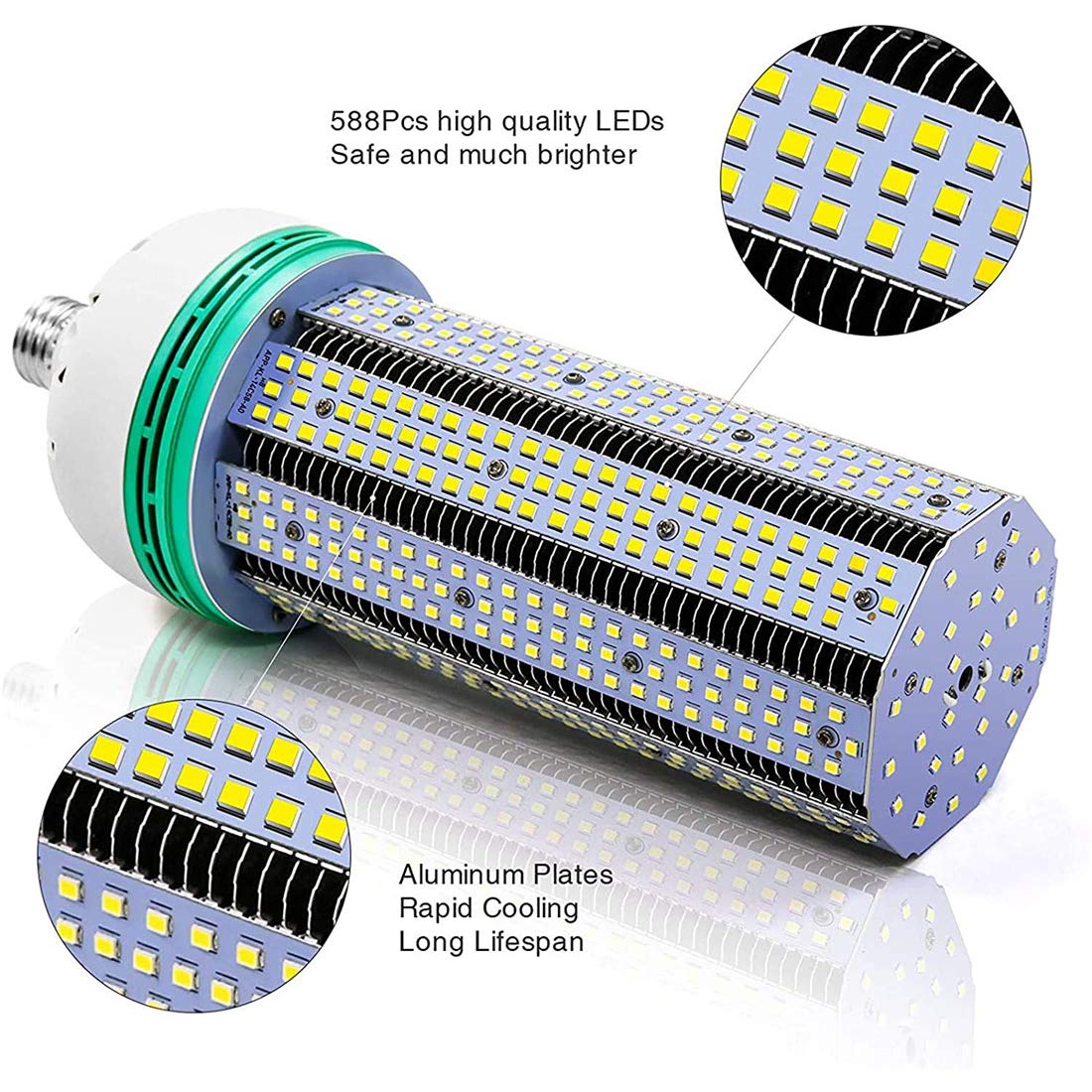 Lampadina LED Mais Ad Alta Luminosità Lampadina LED 100W / 10000LM (Equivalente 500W) Durata della Vita LED 25000 Ore Lampadina Base Edison Standard E26 per Garage,Pure White,250W