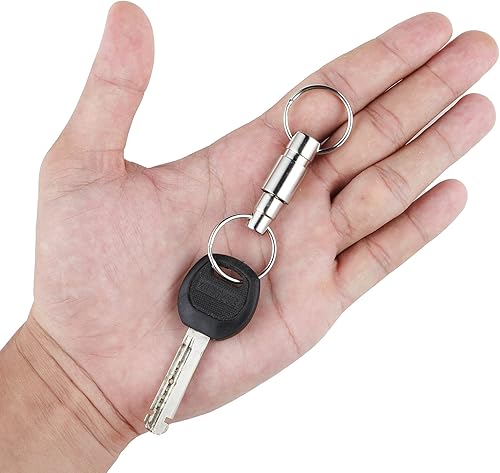 Miniatura 5 de MDSK Llavero plateado fácil de desmontar con doble resorte dividido cadena separada (paquete de 3), 3.0 in L, 3 PAQUETES